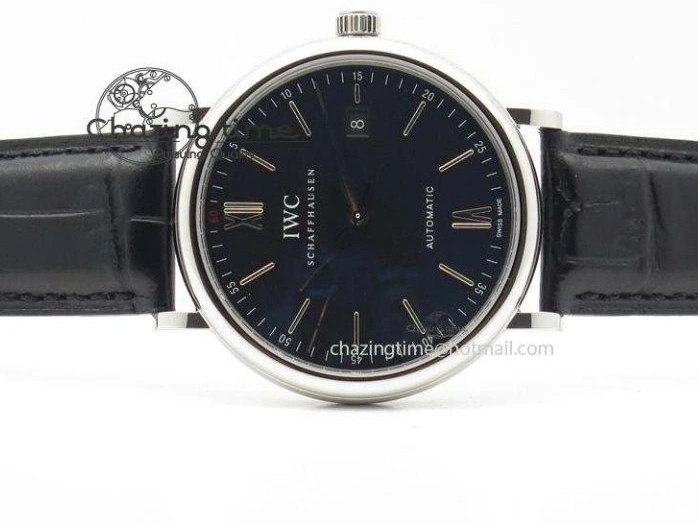 MIROTIME 0511 GoodFit Portofino SCHAFFHAUSEN SS MKF 1:1 V2 Best Edition Black Dial On Black Leather Strap A 7350